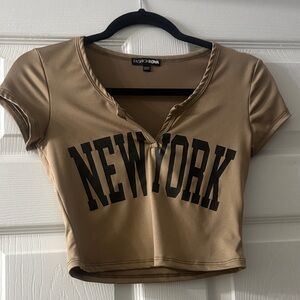 Fashion Nova Brown 'New York' Crop Top